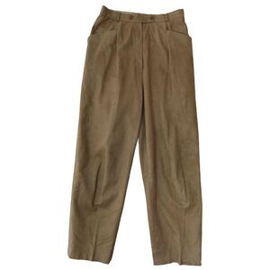 Vtg Lanvin Paris Womens Golf Japan Pants Tan Suede Effect Pleated Trousers Sz 26